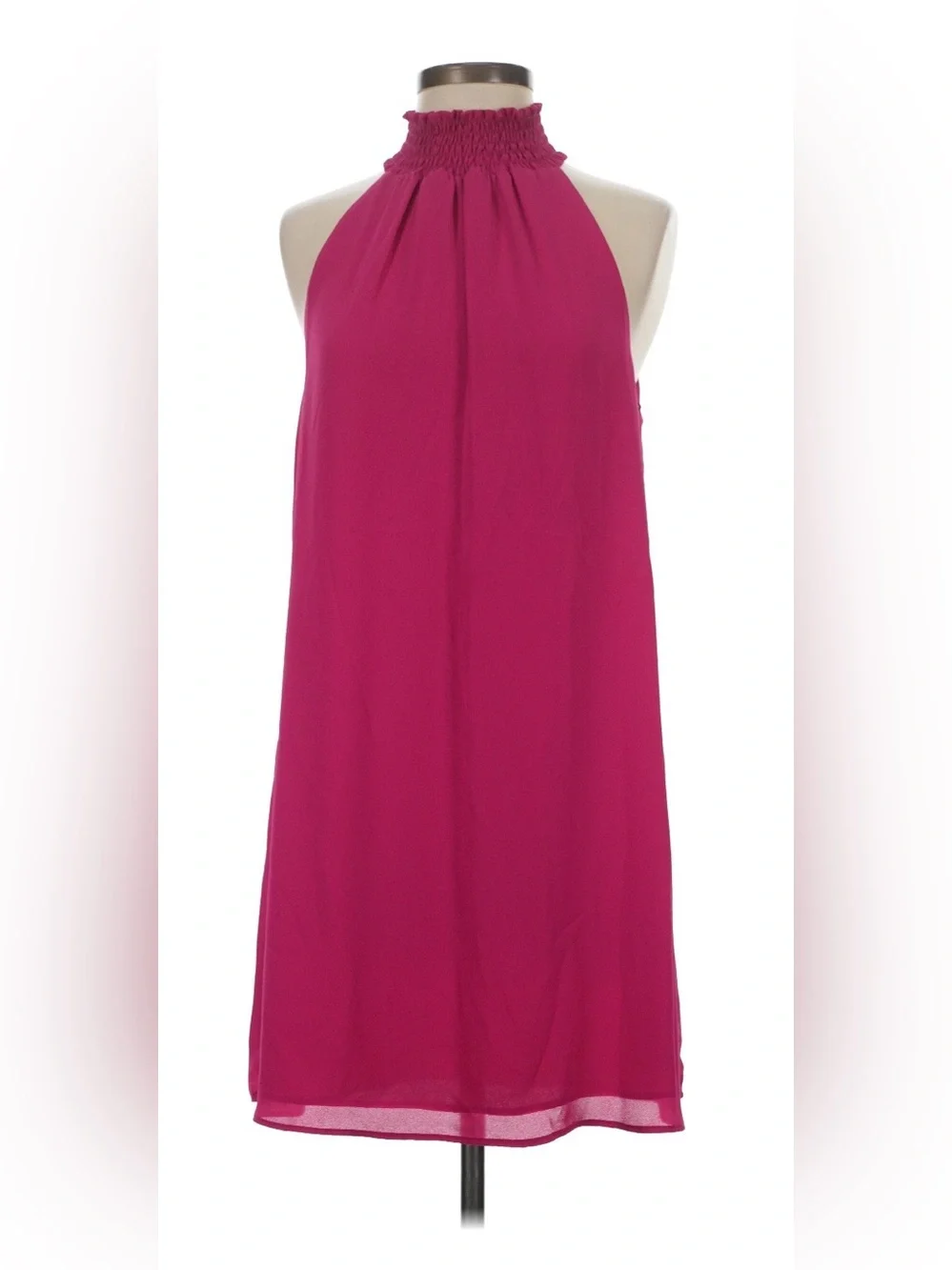 Krisa smocked turtleneck shift Dress in Bright Fuchsia small from Revolve